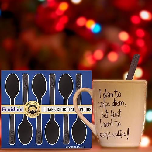 Miniatura 6 de Cucharas de chocolate negro cucharas comestibles para agitar chocolate caliente agitadores gourmet de cacao comestibles sin OMG 212 onzas 6 cucharas