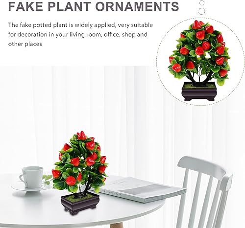 Miniatura 2 de Planta en maceta, fresero artificial, árbol frutal, bonsái, vegetación falsa de plástico, modelo de flor falsa en maceta, plantas de interior falsas