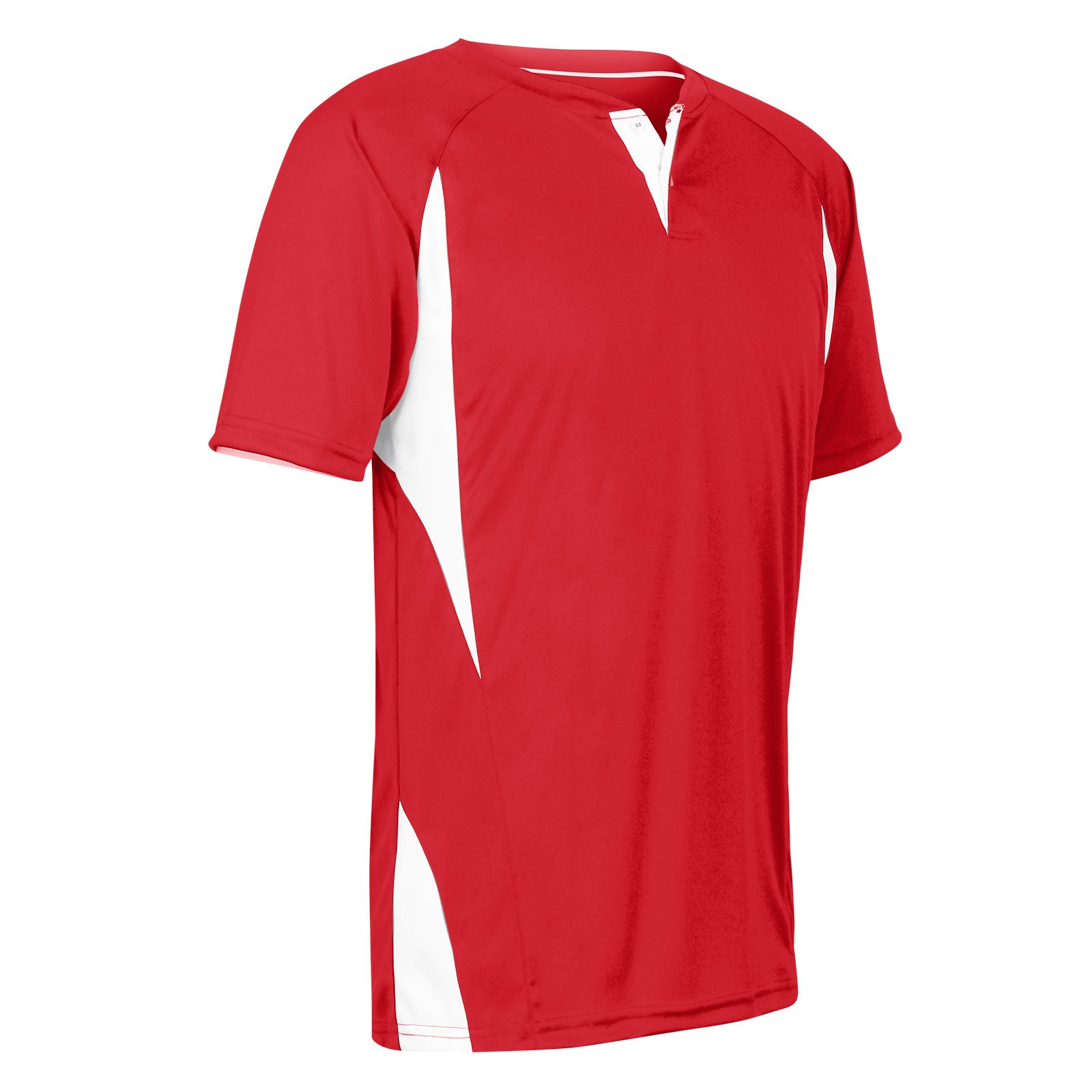 Champro Wild Card 2 Button Polyester Baseball/Softball Jersey, Adult Small, Scarlet,White