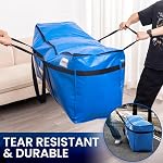 TAILI 69 Gallon Extra Large Sacs de rangement, XXL Sacs de déménagement à usage lourd bleu pour le rangement avec fenêtre visible, poignées d'enroulement autour, totes pour Space Sauvetage, alternative aux boîtes mobiles (2 Boîte)
