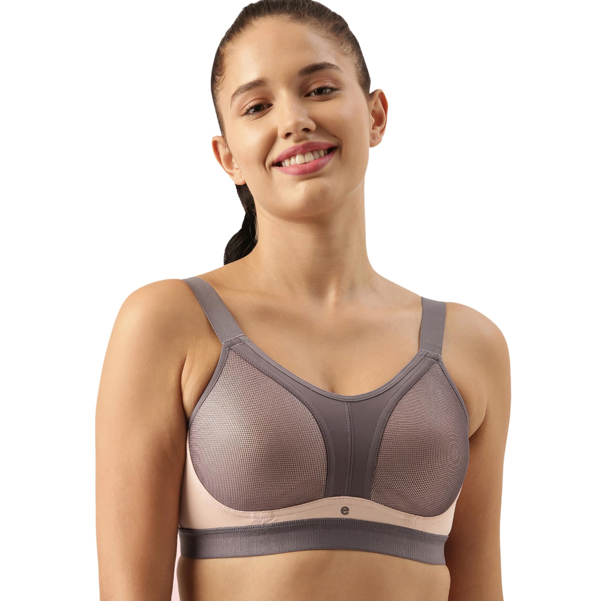 Women's Non-Wired Sports Workout Bra - Padded, Full Coverage, Y-Panel Provides Vertical Bounce Control, and No-Spill, No-Jiggle - SB25
