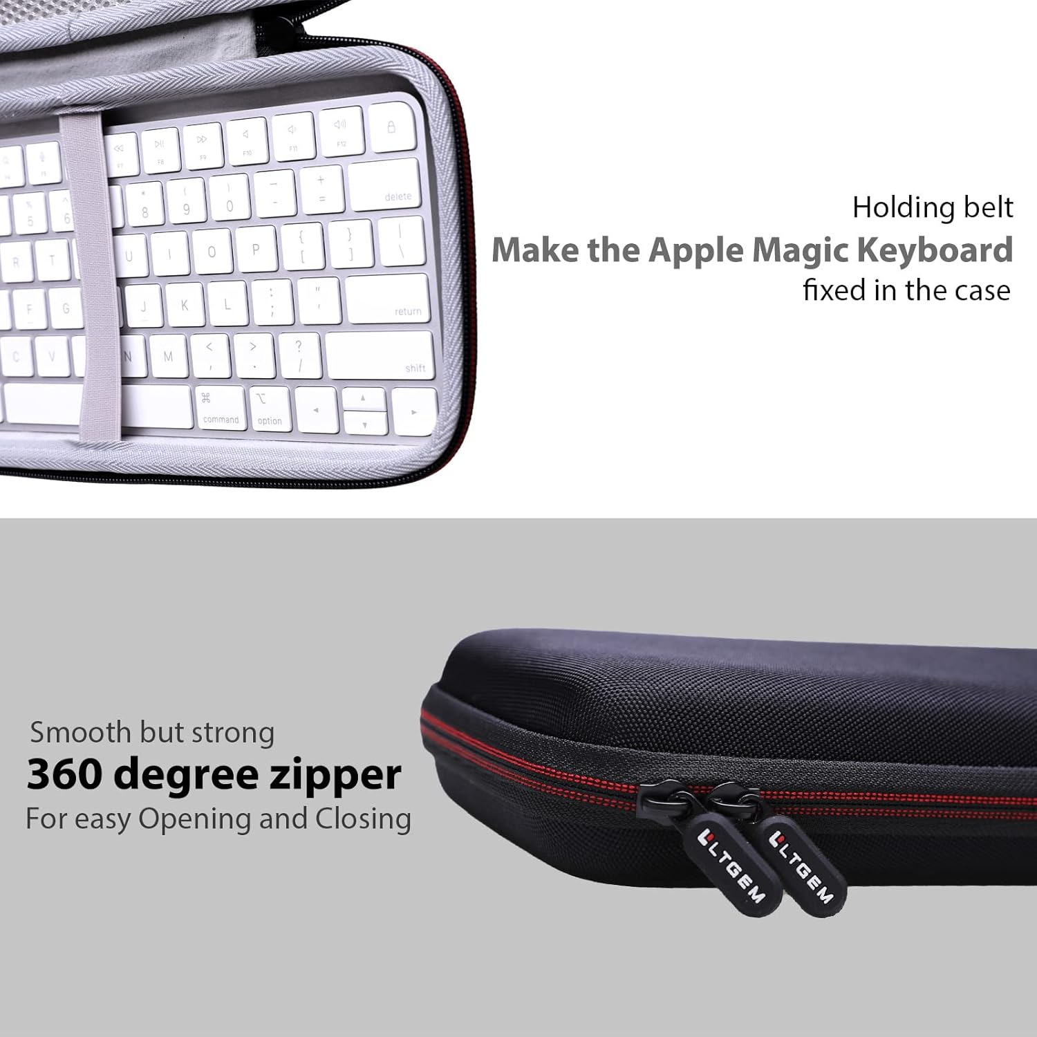 LTGEM Case Compatible with Apple Magic Keyboard with Touch ID ‎MXCK3LL/A MK2A3LL/A MK293LL/A, Office Travel Carrying Storage Bag - Black(Case Only)