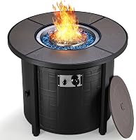 TLGREEN 30 Inch 50,000 BTU Propane Fire Pit Table - Converts to Coffee Table, Waterproof Cover & Blue Fire Glass Included