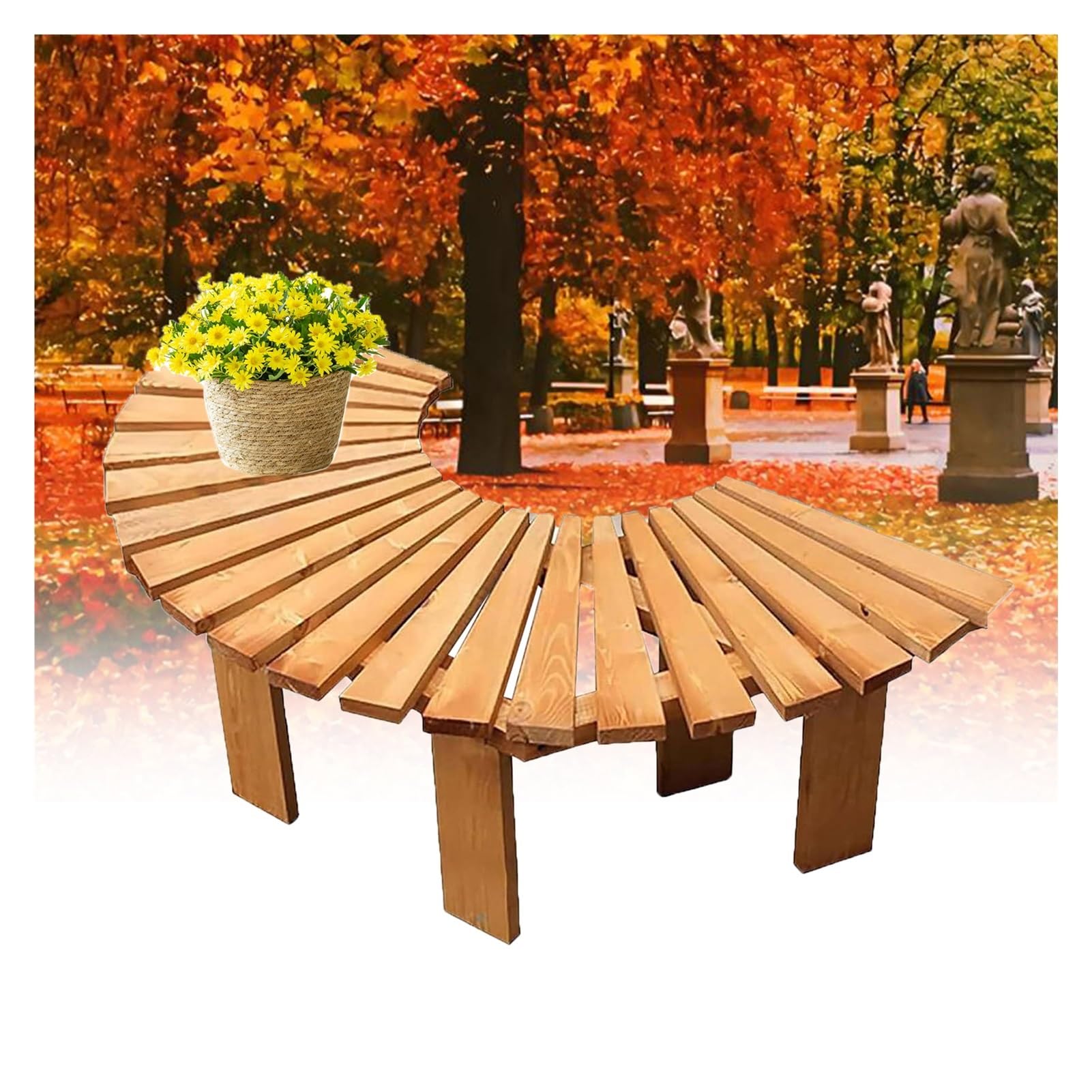 Banc d'arbre en bois pour parc et patio extérieur de jardin