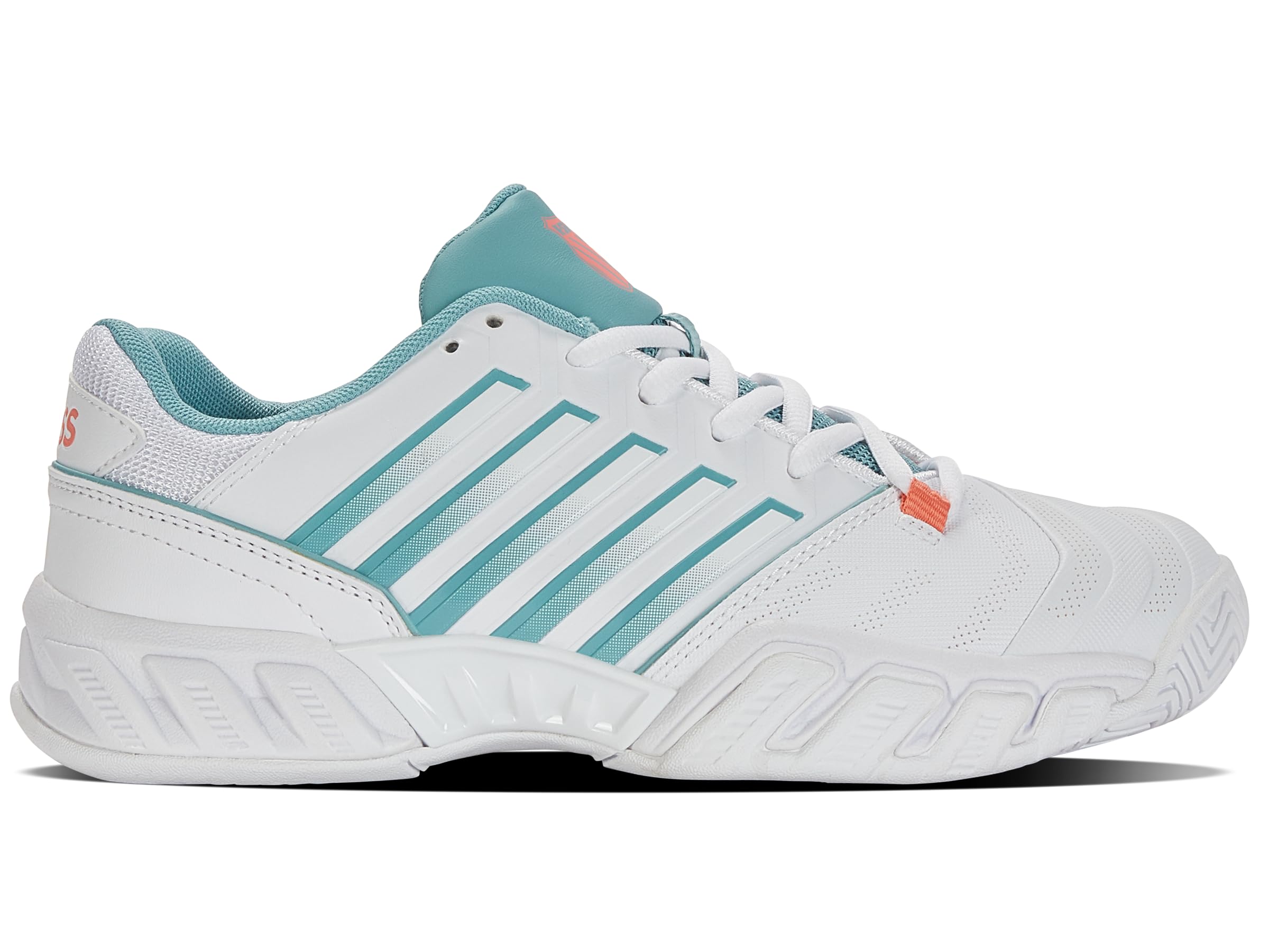 K-Swiss Performance Women's Bigshot Light 4 Tennis Shoe, White/Nile Blue/Desert Flower, 4.5 UK