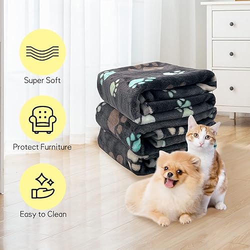 Miniatura 4 de Apatal Paquete de 3 mantas para perro, suave y esponjosa de franela de vellón de alta calidad, manta para mascotas, bonita manta mullida para dormir