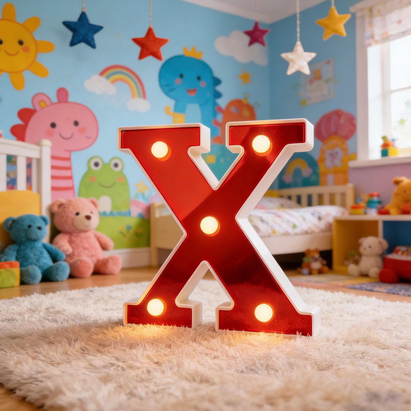 LED Marquee Sign Light Up Letters, Alphabet Light Up Letters Sign, Battery Powered LED Letter Lights for Night Light, Wedding, Birthday, Party, Christmas or Home Decor (Red 6.26"5.55"1.18") — image 1