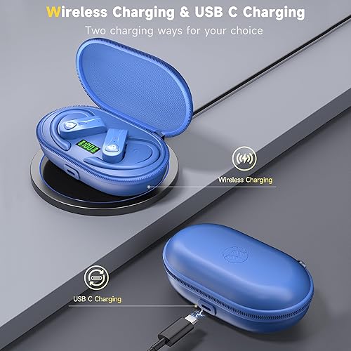 Miniatura 3 de Bluetooth Headphones Noise Canceling 4 Mics Clear Call Stereo Bass Sound 60H Playtime Wireless Charging Case Over Ear Earphones LED Digital Display