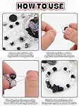 Perles de pastel acrylique pour la fabrication de bijoux, Kalolary Black Bow Butterfly Flower Bead Kawaii Perles de coeur en plastique Mignon Macaroon Perles esthétiques pour bracelet collier DIY (Noir)