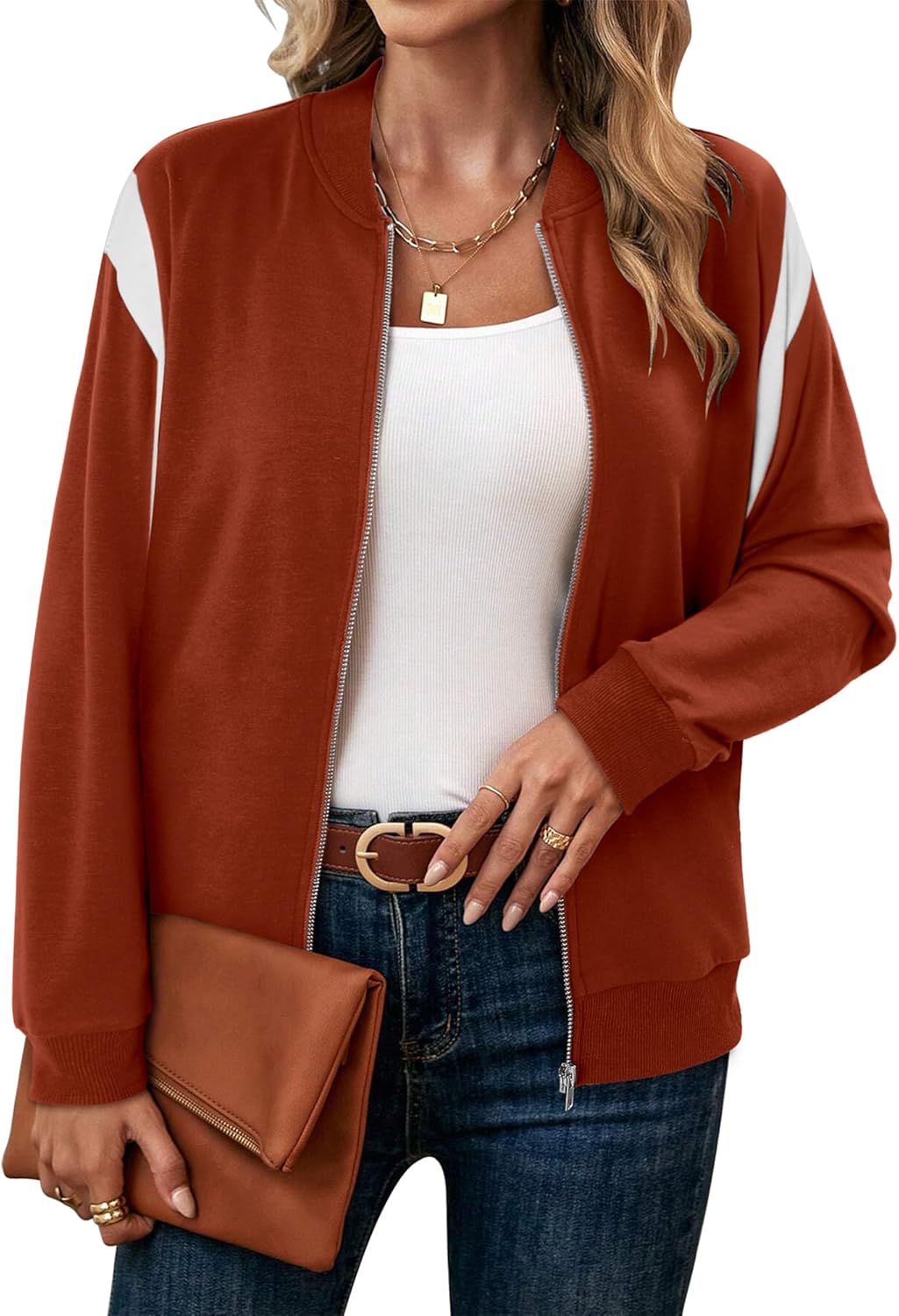 CRAZY GRID Women's Zip Up Jacket Casual Long Sleeve Sweatshirts Fall Coat Outerwear Windbreaker with Pockets S-XXL - Image 3