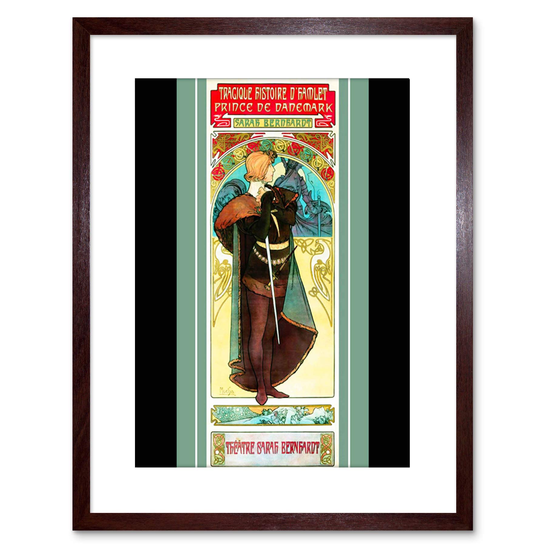 Wee Blue Coo 9x7 '' VINTAGE MUCHA HAMLET NOUVEAU SHAKESPEARE FRAMED ART PRINT F97X1702