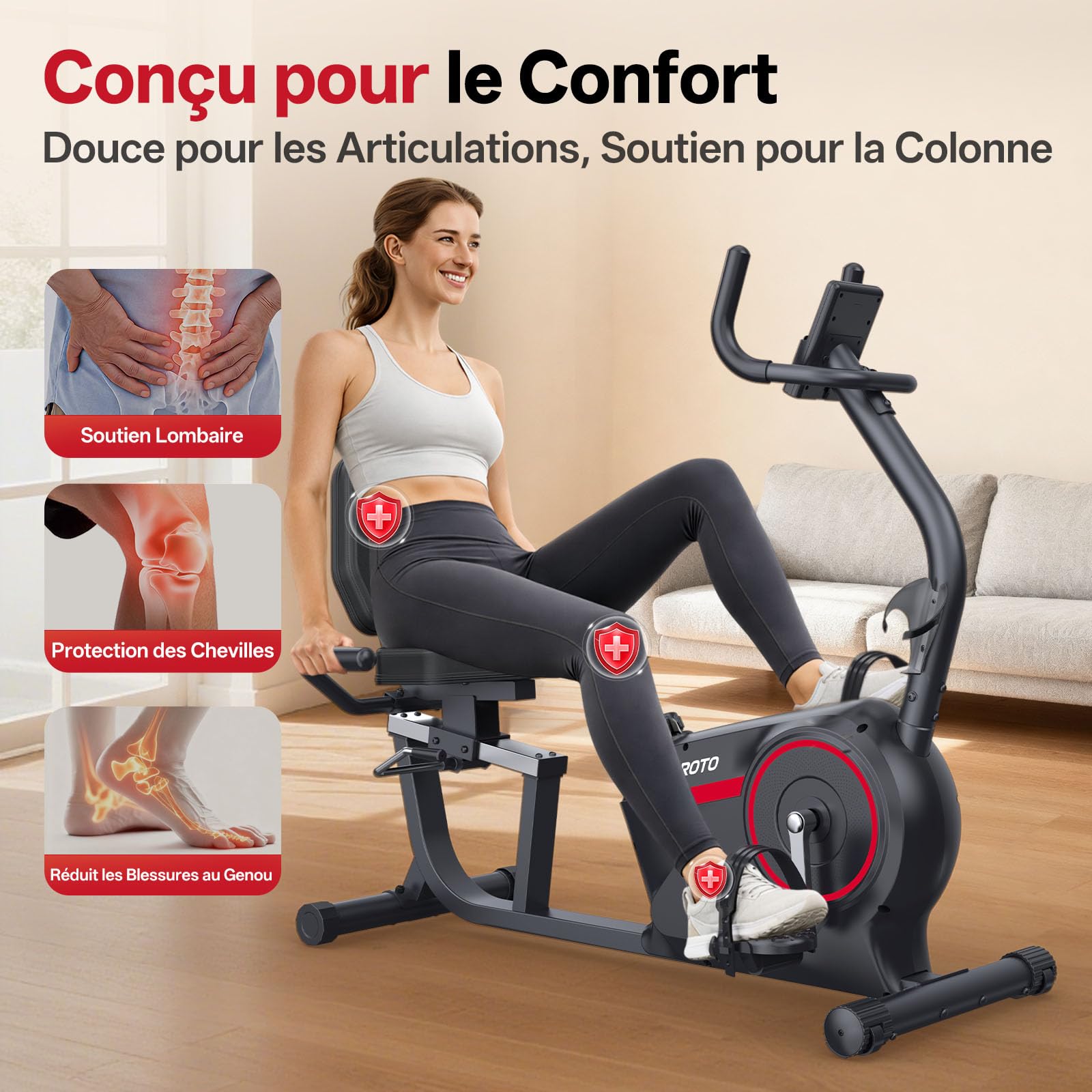 JOROTO JH30 JH30PRO Vélo d'Appartement Allongé Magnétique Bluetooth 136KG Écran LCD Siège Réglable