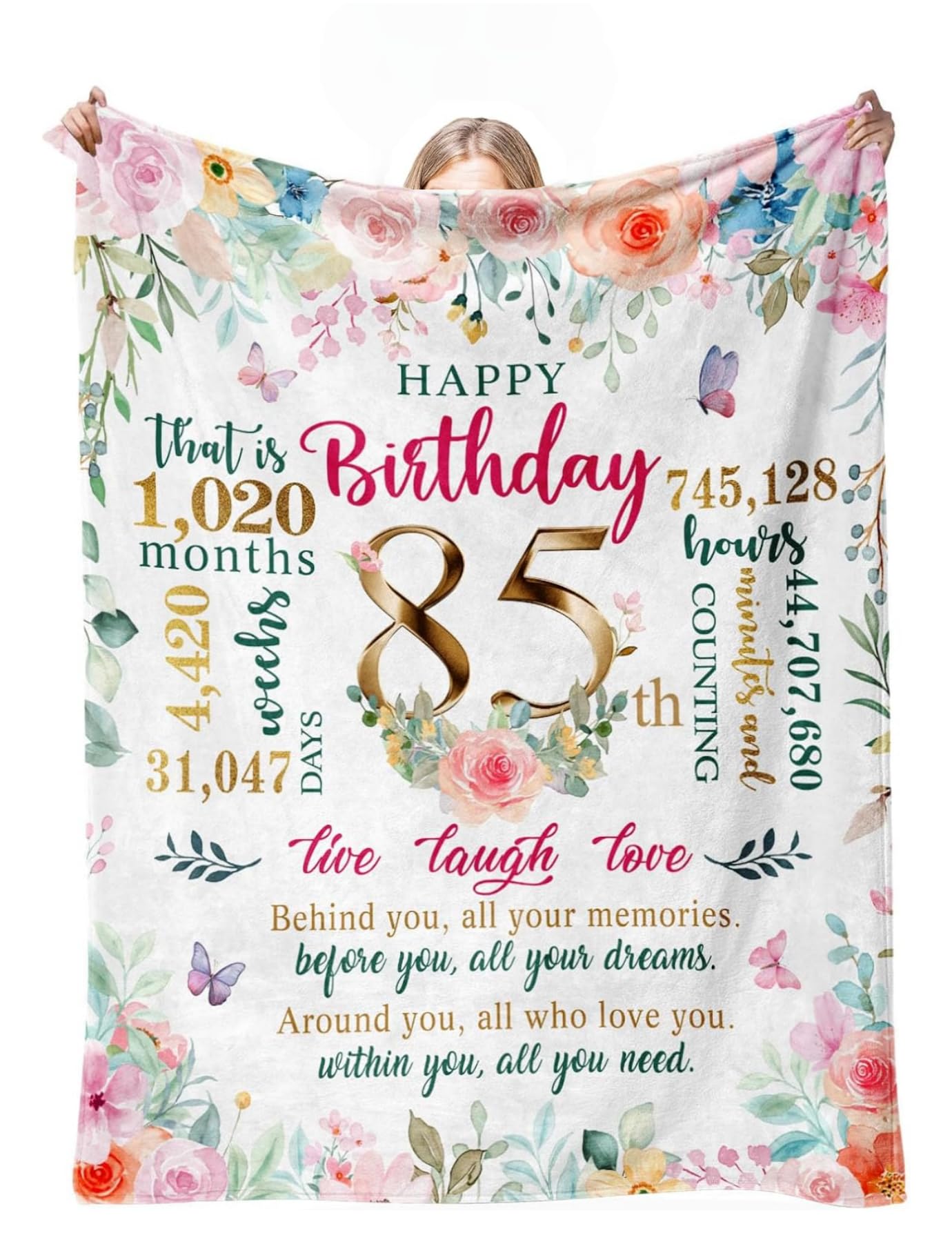 Idée cadeau 85 ans femme : plaid anniversaire maman grand-mère 150x230 cm