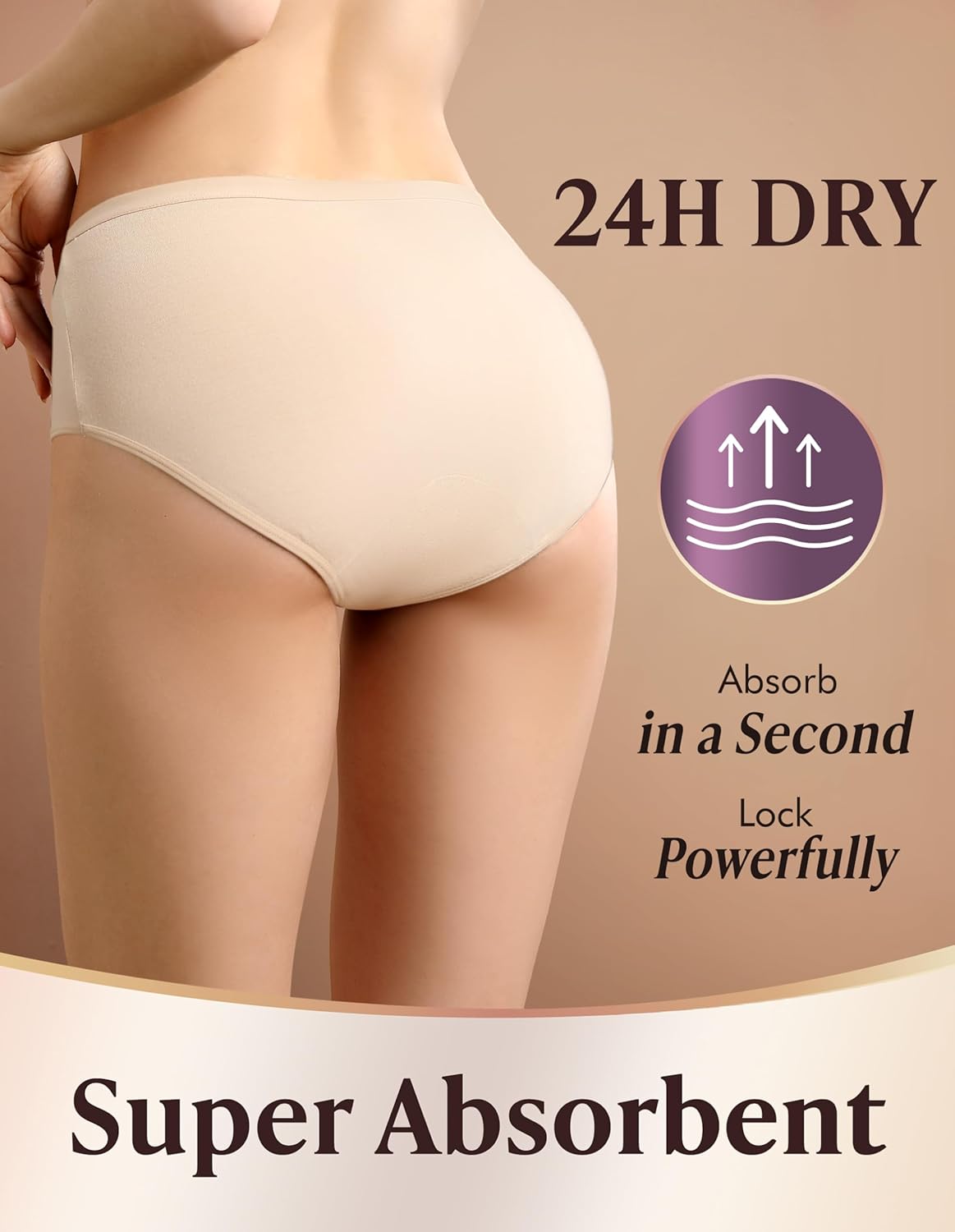 AIRCUTE Washable Adult Urine Incontinence Underwear for Women Leak Proof Absorbent Bladder Protective Panties (Large, 5 Pack) - Image 3