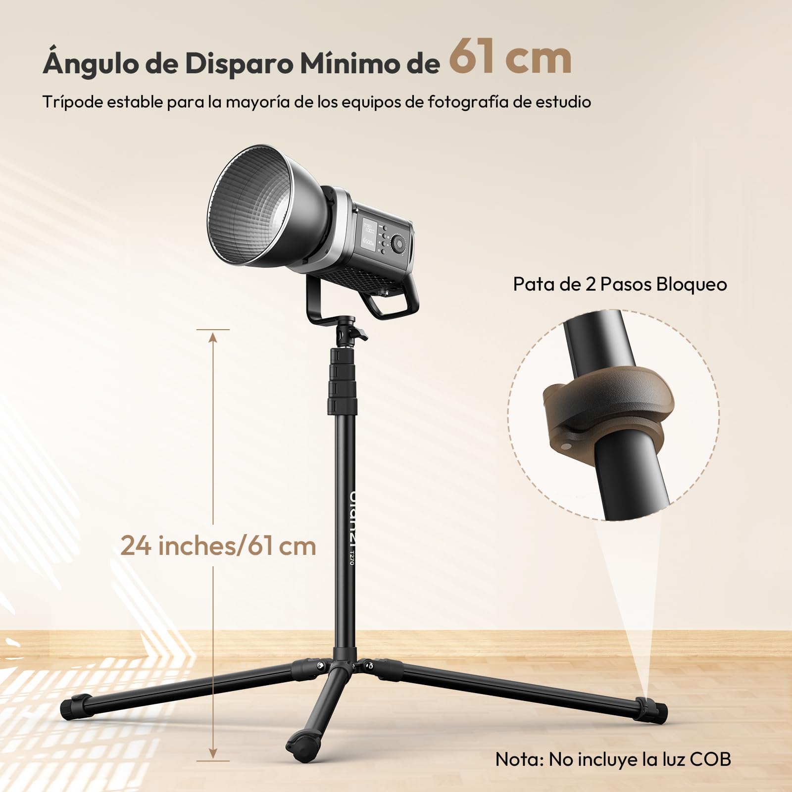 ULANZI Soporte de Luz T270, Trípode de Luz Ajustable para Fotografía de 270 cm, Trípode de Aluminio Portátil de Iluminación de Estudio para Softbox, Cámara, Reflector, Luz Estroboscópica