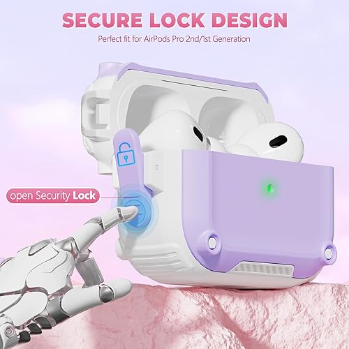 Miniatura 3 de Ljusmicker Funda para AirPods Pro de 21 generación con kit de limpieza, funda protectora de bloqueo seguro para Apple AirPod Pro 21 Gen, funda