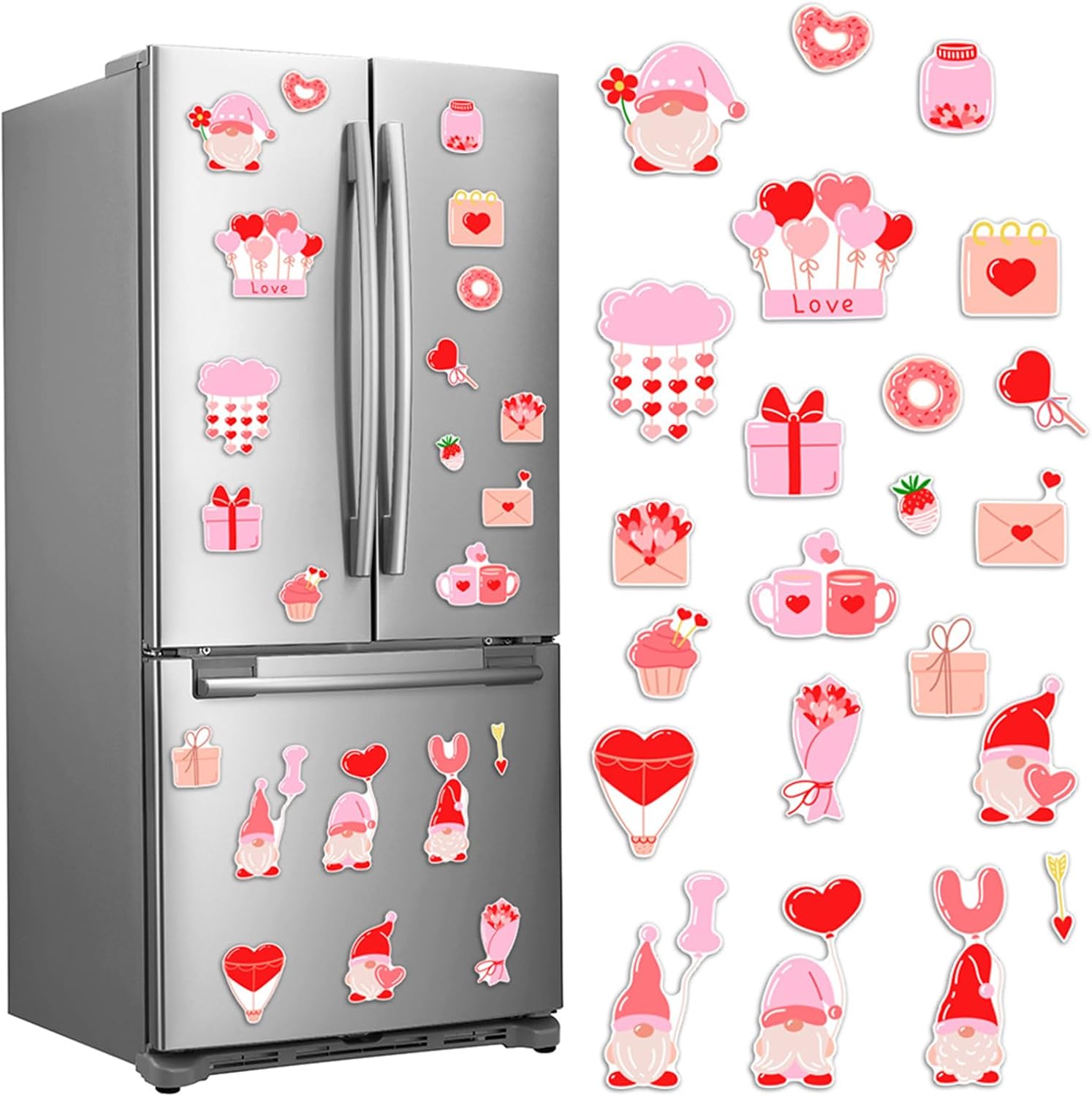 Valentine's Day Magnets for Refrigerator - Romantic Heart & Love Theme Magnetic Decor Set, Fun Kitchen & Office Accessories (Valentine's Day)