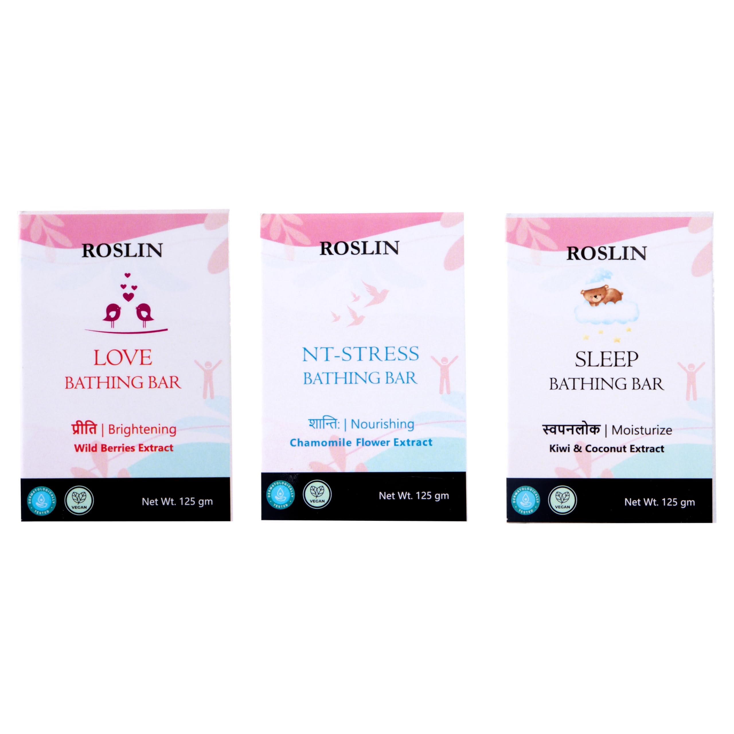 Roslin Relaxation Retreat Bundle Set with Love Soap, NT-Stress Soap & Sleep Soap | 12-Hour Fragrance | Set of 3