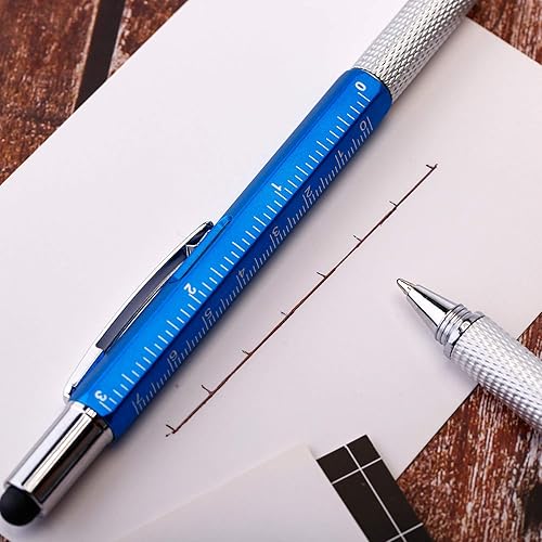 Miniatura 6 de Bolígrafos de regalo para hombre, 4 piezas, multiherramienta 6 en 1, con destornillador, regla, medidor de nivel, bolígrafo y repuestos, regalos