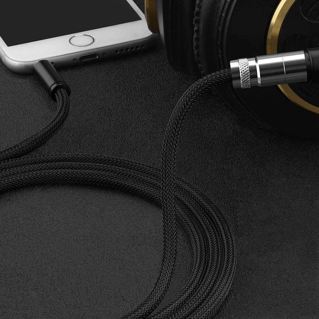 Cable de audio de actualización Geekria Apollo de nailon trenzado, compatible con AKG K702 y K271, 3,5 mm a XLR, cable de repuesto para auriculares Hi-Res/HiFi (1,5 m)