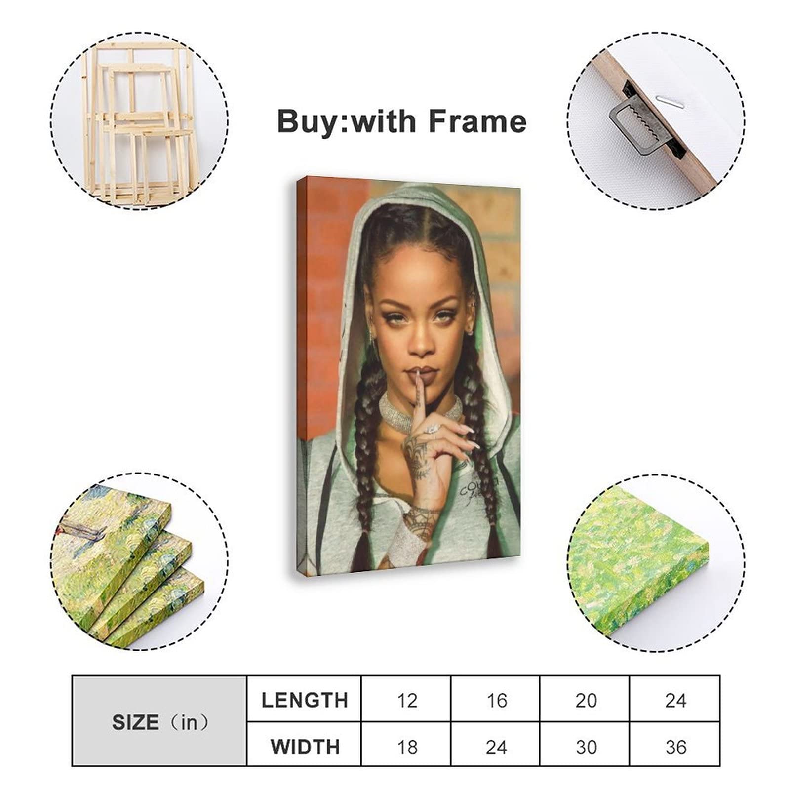Poster Rihanna Sur Toile 30x45 Cm - Décoration Murale Chambre, Bureau - Impression Haute Qualité, Imperméable - Sans Cadre