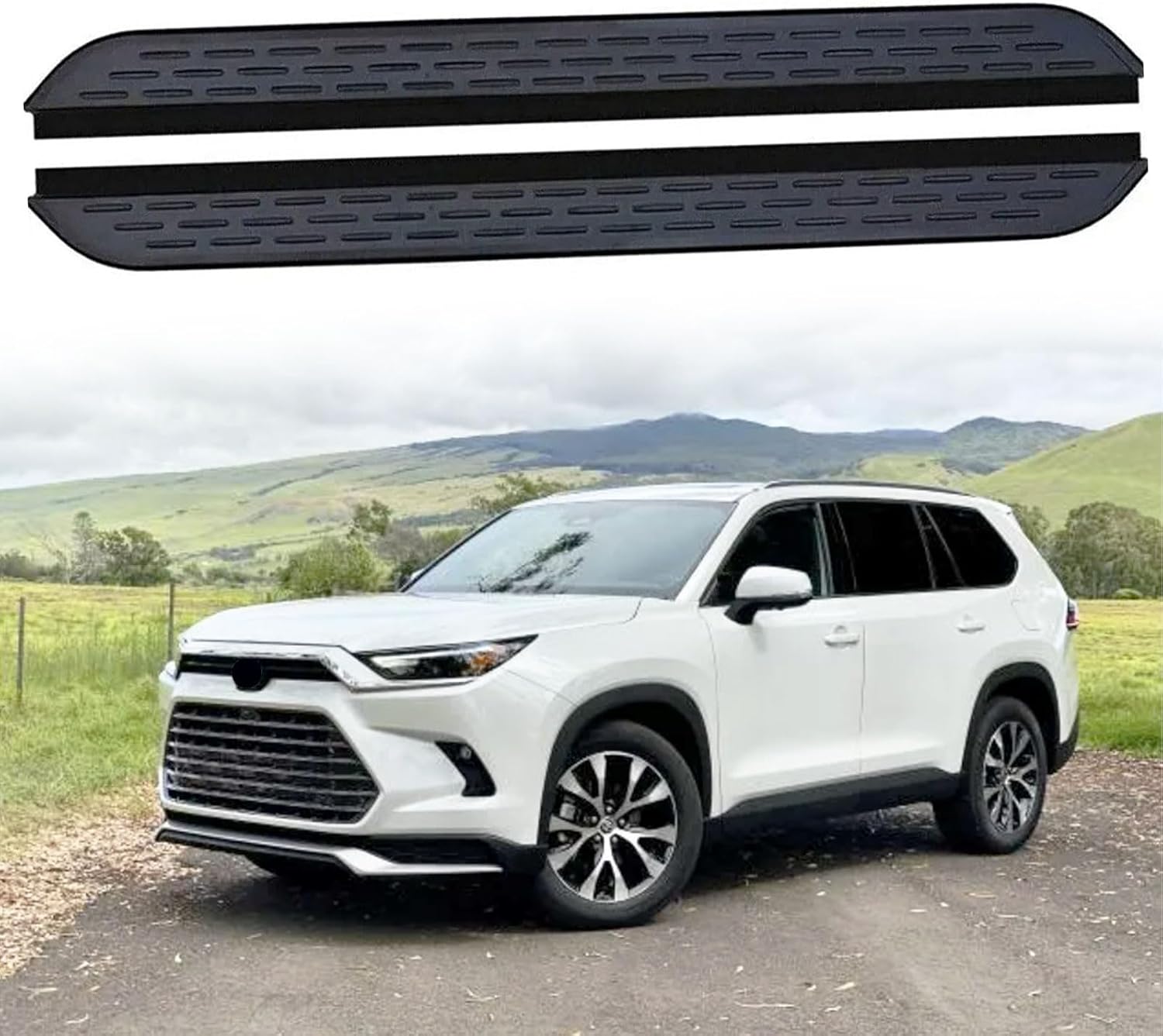 2Pcs Fixed Running Boards Fit for Toyota Grand Highlander 2023 2024 2025 Side Steps with Brackets Side Pedal Rail Board Nerf Bar Pedal Protector