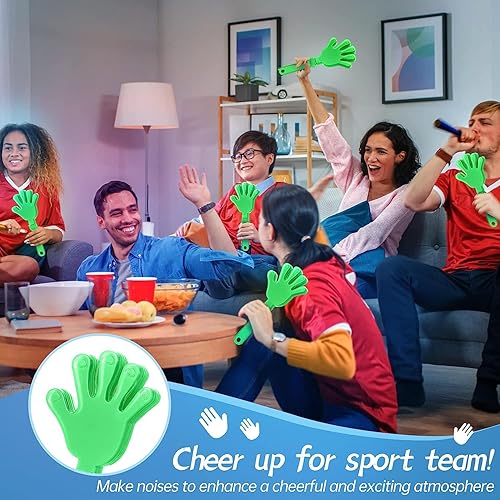Miniatura 3 de ZCYSRLQIN 48 pinzas de mano verde lima de 7.5 pulgadas para hacer ruido, regalos de fiesta, aplausos de plástico, eventos deportivos, pelota, baile,
