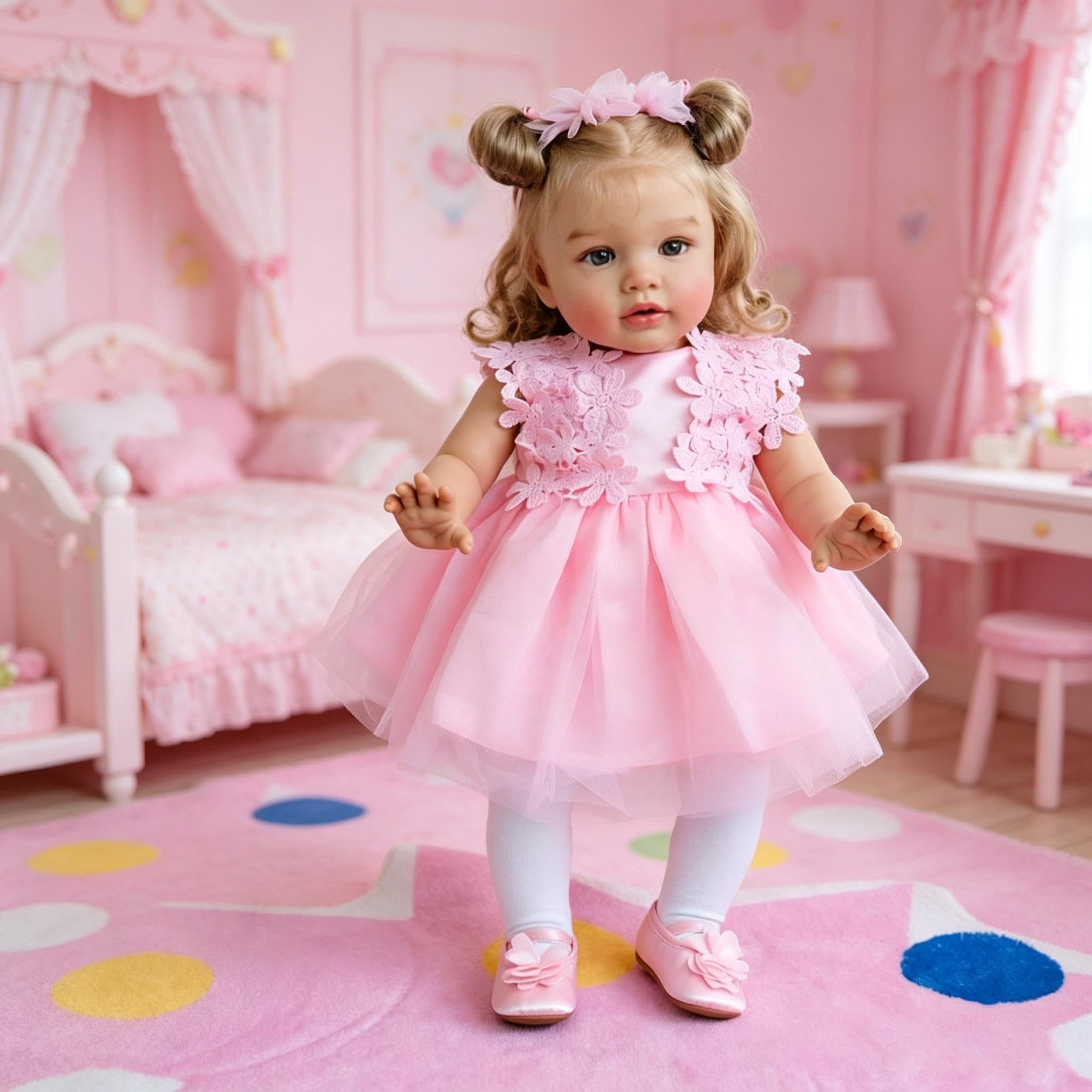 RXDOLL Realistische Reborn-Babypuppe, Mädchen, 66 cm, handgefertigt, Reborn-Kleinkind-Puppe mit weichen Vinyl-Gliedmaßen, Stoffkörper, lebensechte Neugeborenen-Puppen, Weihnachtsgeschenk