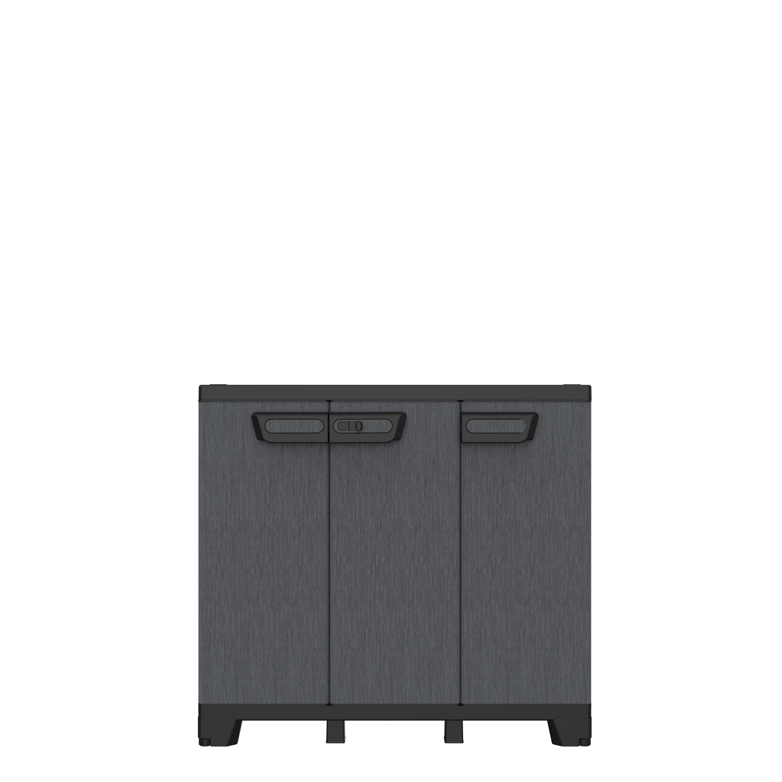 Terry - Ardesia 102B, Armario Bajo de 3 Puertas, Divisor Vertical y 1 Estante Interno Regulable, Acabado Efecto Piedra, para Exterior e Interior Cubierto, de Plástico, 102 x 39 x 93,5 cm