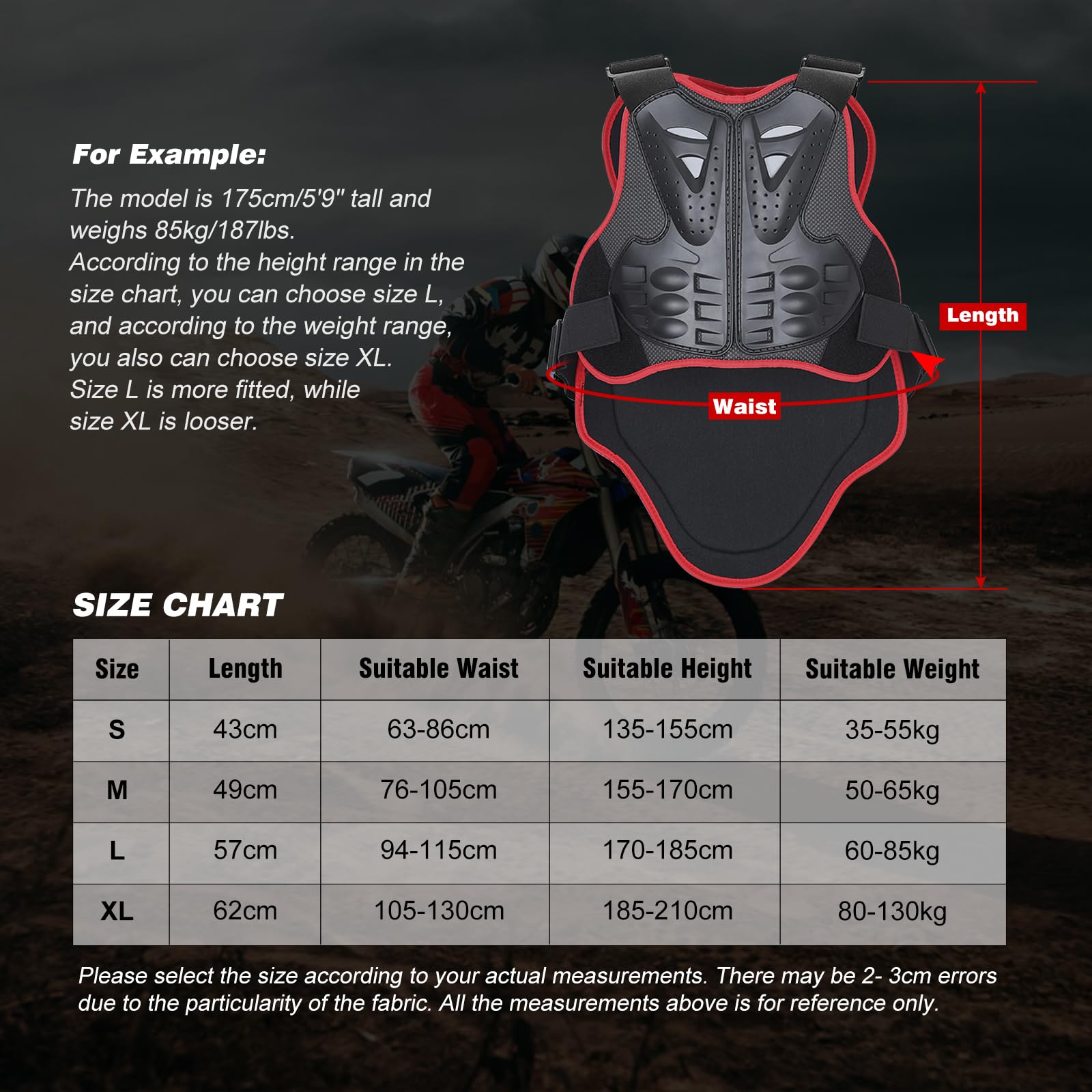 Protection Moto Vélo Equipement Dorsale Pare Pierre pour VTT Cross Trottinette Ski Adulte Enfant