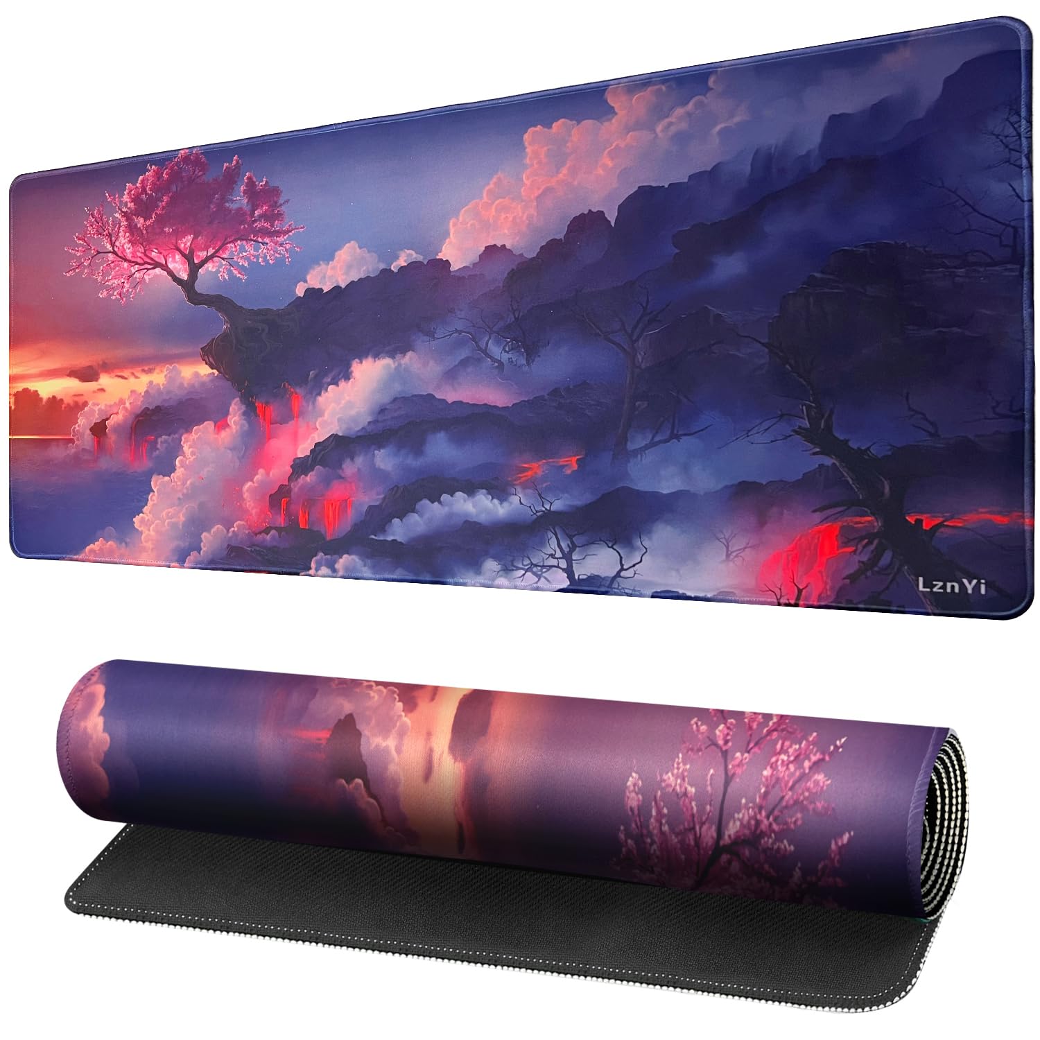 LznYi Gaming Mouse Mat, Large Mouse Pad/XXL Desk Mat - 900x400 mm Extended Mouse Pad for Gamer Office Work Home (9040 Yinhua)
