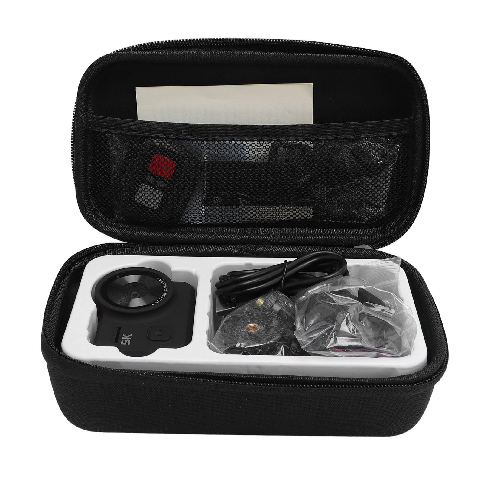 Jectse 5K 30FSP 20MP Actionkamera, 145 ° Weitwinkel 5 Meter Wasserfestkamera, 1050 MAh Stabilisator Unterwasserkamera mit Helm und Fahrrädern Mount, Zum Radfahren, Schwimmen und Tauchen