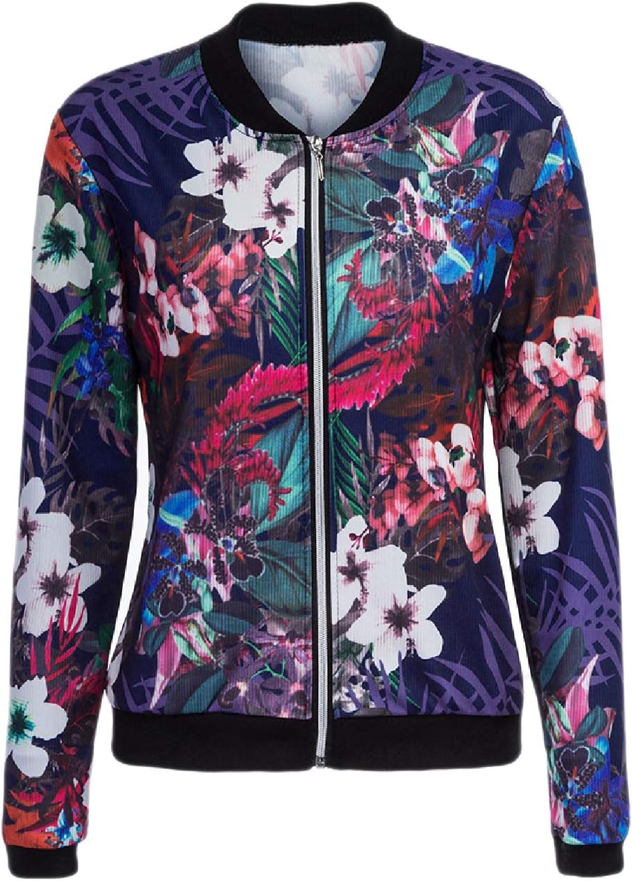 Women Outwear Full Zip Print Open Cardigan Jacket Plus Size