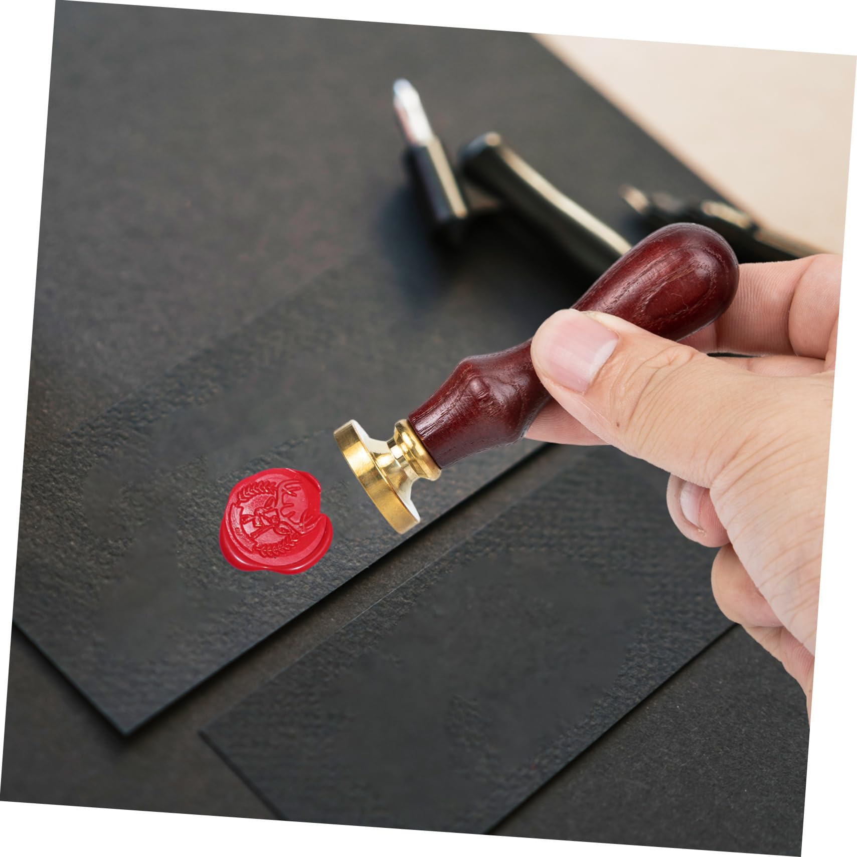 VILLCASE 5sätze Weihnachts Siegelstempel Mit Abnehmbarem Kopf Holzgriff Und Kupferkopf Teiliges Für Einladungen Und Scrapbooking Romantisches Dekorationswerkzeug