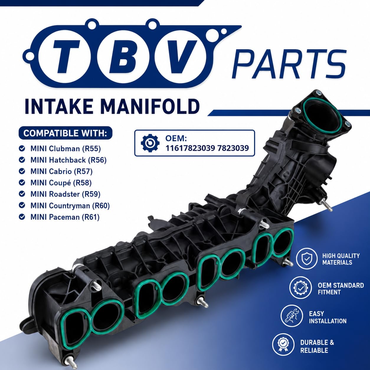 Collettore di Aspirazione per Mi-ni R56 1.6D, 2.0D – 11617823039 7823039 – Modulo Collettore di Aspirazione con Guarnizioni per Clubman R55 Cooper D 1.6D, 2.0D