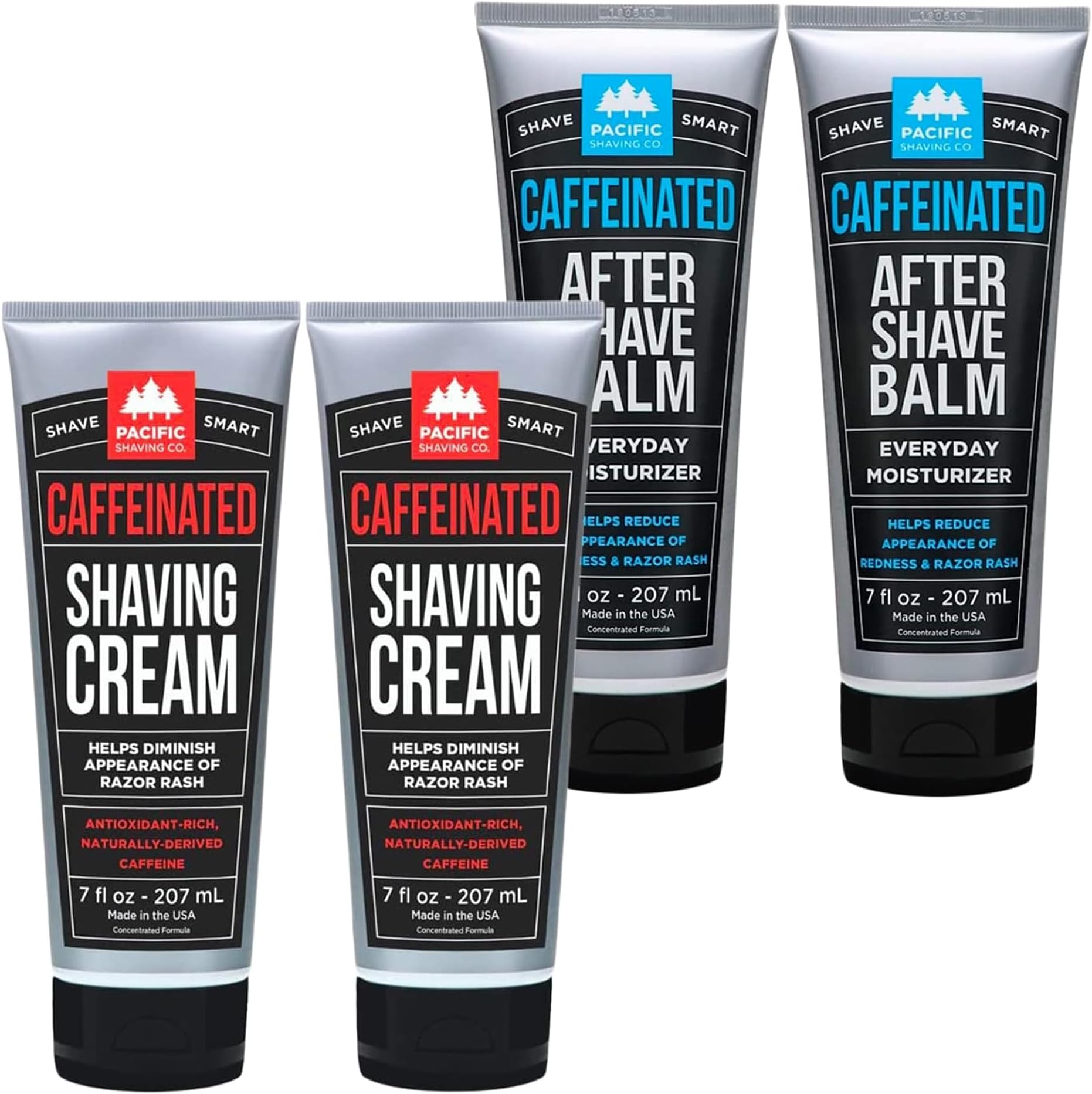 Caffeinated Shaving Cream & Aftershave Set - Shave Kit for Men - Antioxidant + Caffeine Enriched Shave Cream + Aftershave Lotion (3.4 Oz, 2 Pack)