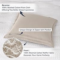 Vista 101 de PHF Fundas de almohada 100% algodón con tejido de gofre de 24 x 24 pulgadas, paquete de 2 fundas cuadradas para decoración elegante del hogar, sin