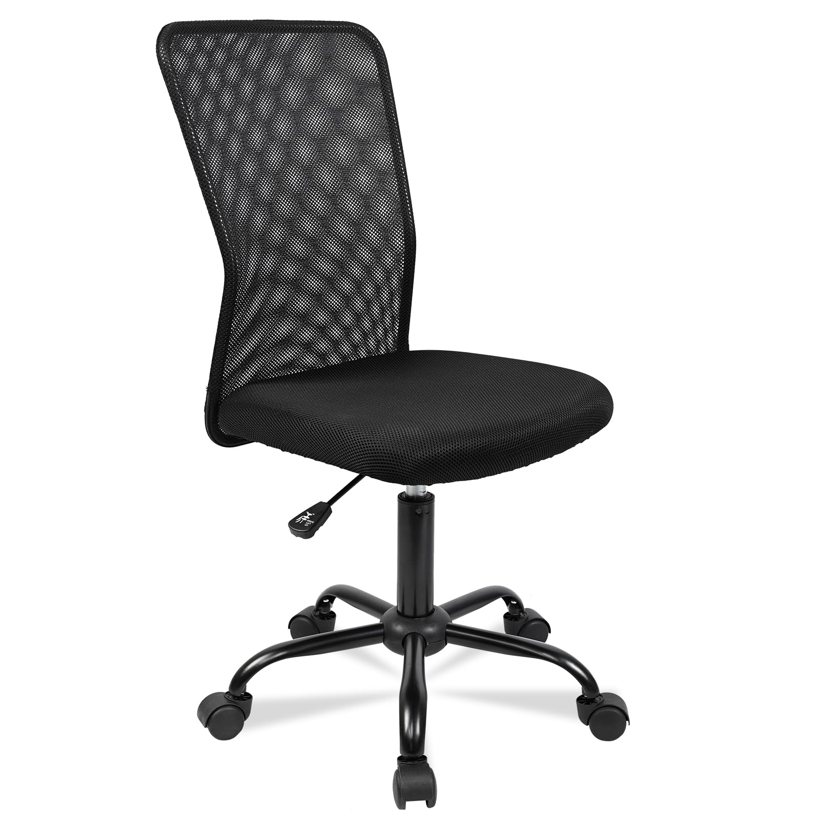 T-LoVendo Silla de Oficina o Escritorio ergonómica. Sin reposabrazos. Juvenil sin Brazos. Tela Transpirable. con Ruedas, giratoria. Negra.