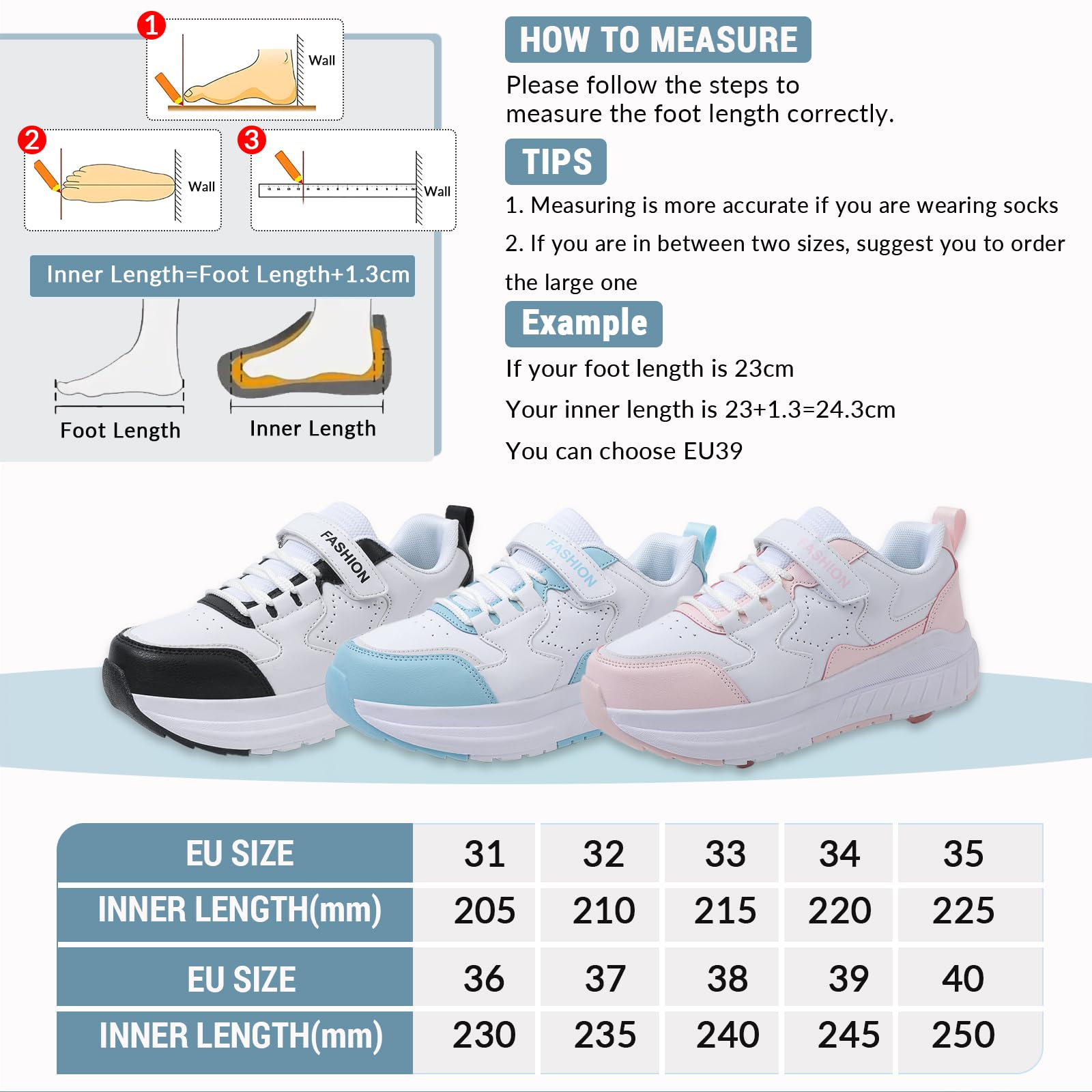 FANSU Chaussure à Roulette Garçons Filles, Chaussures a roulettes Enfant Retractable avec 4 roulettes, Basket Roller Fille pour Intérieur Extérieur