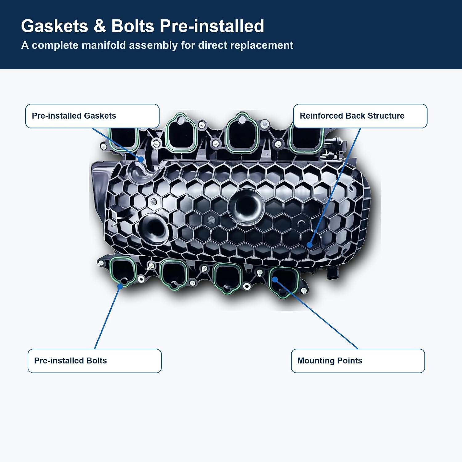 6.2L Intake Manifold Compatible with Ford F-250 F-350 Super Duty 2020-2022 V8 Flex Engine Replacement(Ony For Models w/o CNG/LPG Prep Pkg) (2020-2022)