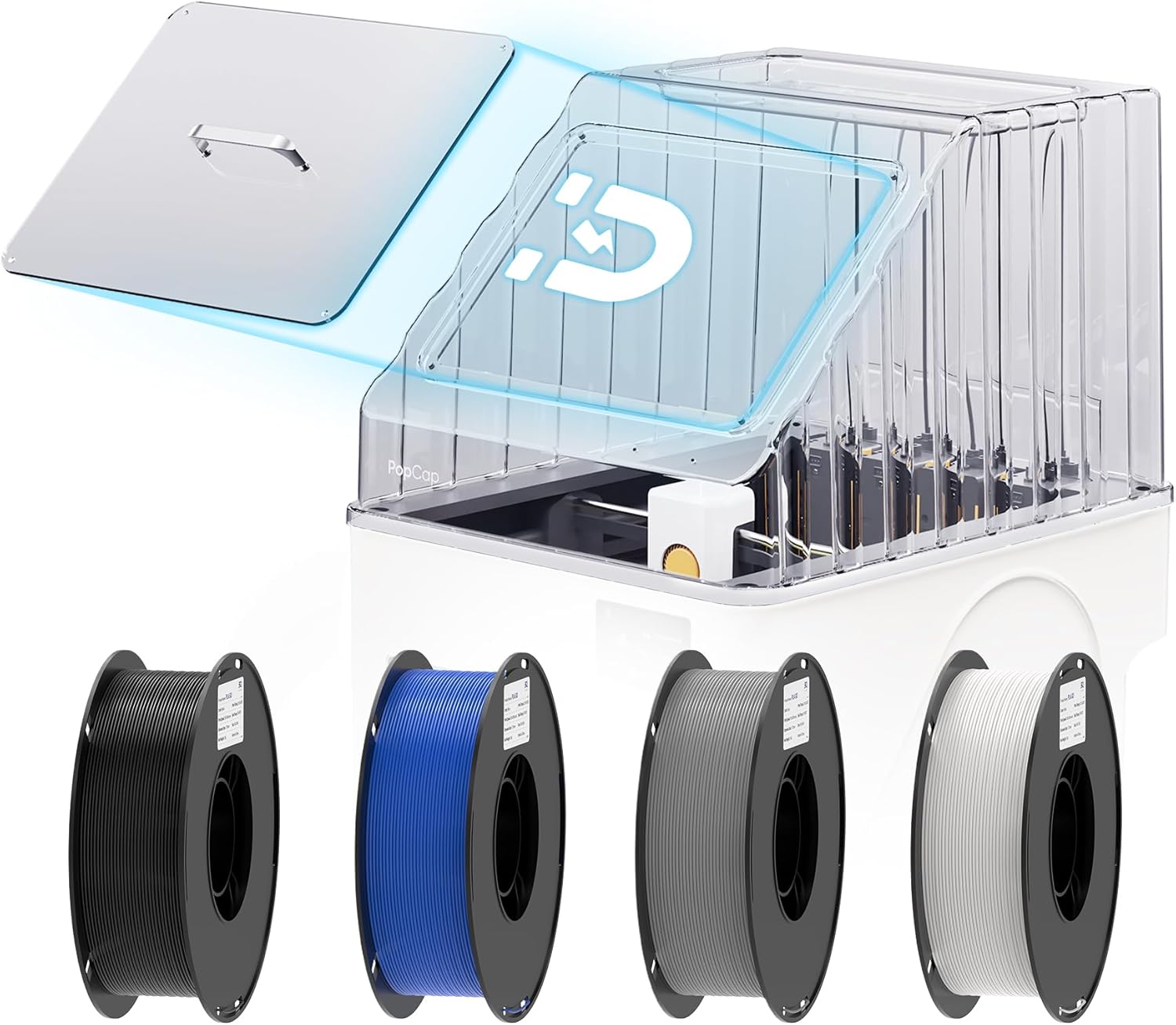 BIQU PopCap Transparent Top Cover for Snapmaker U1, Noise Reduction, Dustproof and Insulated, High-Temp Resistant PC Enclosure with 4KG PLA GO Filaments, Magnetic Hatch and Storage Tool