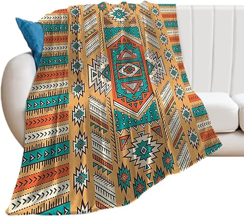Miniatura 2 de Manta para el hogar, diseño de tribu secreta azteca india, suave y cálida, 30 x 40 pulgadas, estilos surtidos, naranja y verde azulado