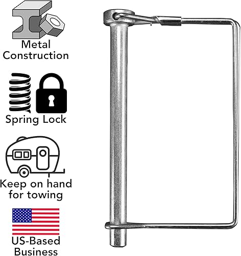 Miniatura 2 de Paquete de 10 pasadores cuadrados de enganche de eje de toma de fuerza para toldo, 516 x 4 pulgadas, acero de alto carbono, revestimiento de zinc