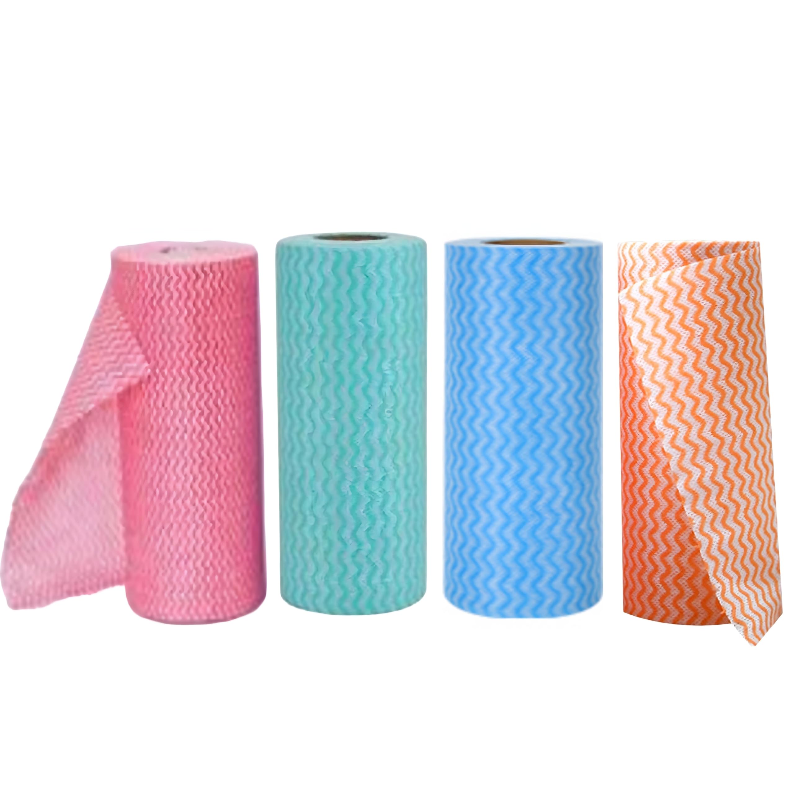 KASA Non-Woven Reusable Kitchen Towel Roll, Highly Absorbent, Multicolour, Pack of 2 (80 Pulls Per Roll, 160 Sheets)-image-3