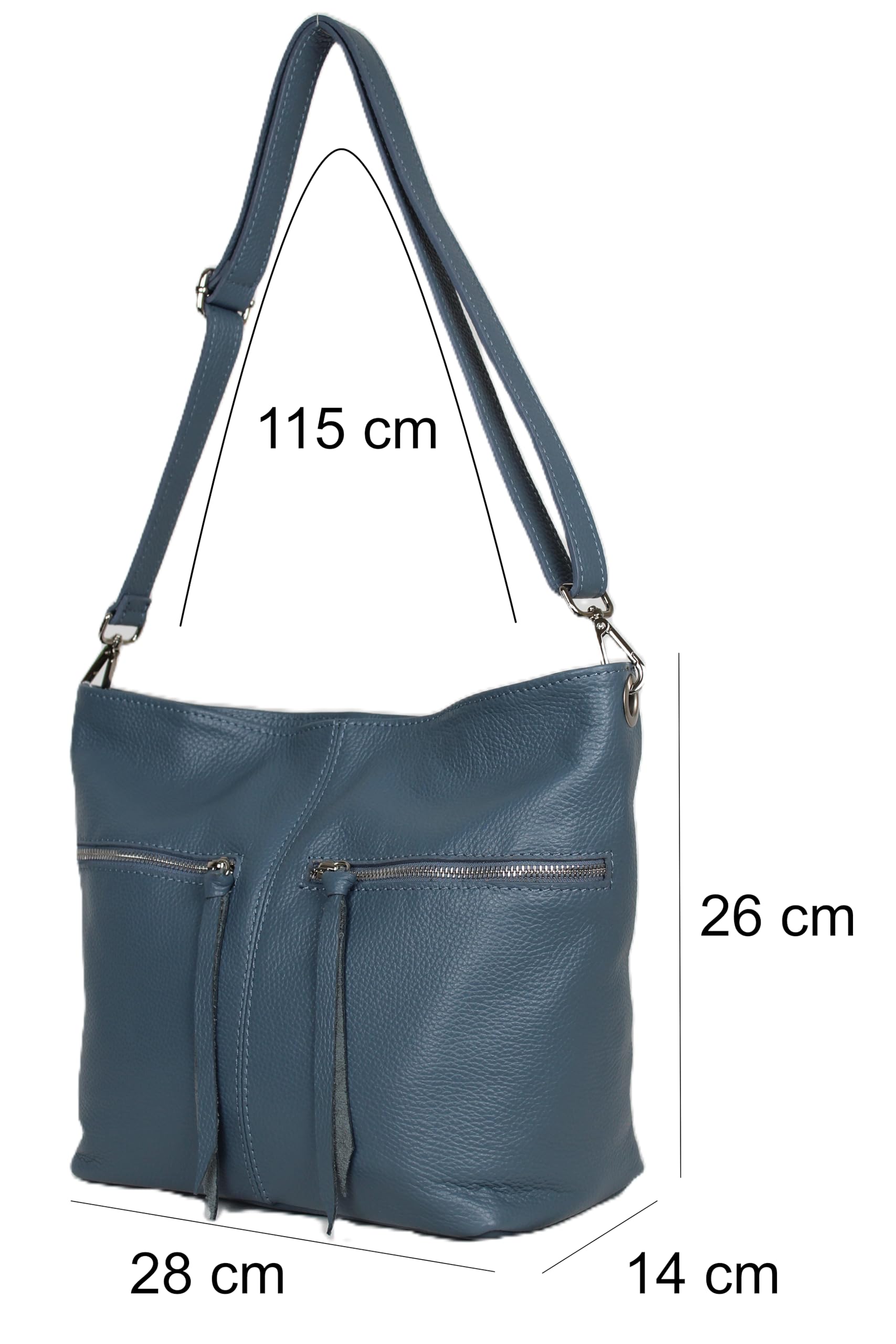 AMBRA Moda GLX36 włoska damska prawdziwa skórzana torba na ramię z zamkiem błyskawicznym torba na ramię