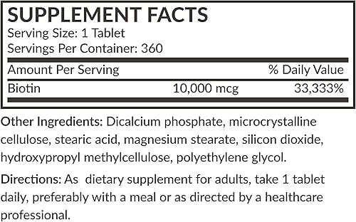 Miniatura 8 de Futurebiotics Biotin 10,000 MCG High Potency Tablets Supports Healthy Hair, Skin & Nails & Energy Production, Non-GMO, 360 Vegetarian Tablets