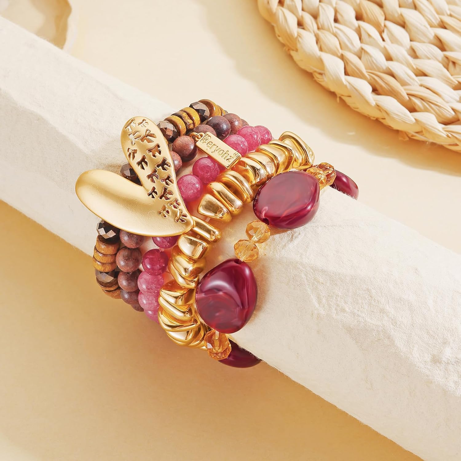 Boho Multi Layer Stackable Beaded Bracelets Set for Women, Bohemia Bangle Cuff Jewelry Gift - Image 6