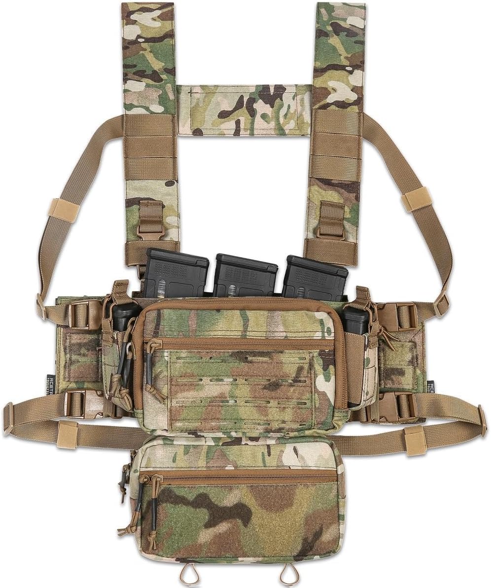 ACE TAC S.O.P. Tactical Chest Rig with 5.56/7.62 & Pistol Magazine Pouch Holders, Wing & Molle Dangler Pouches