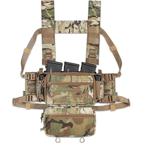 ACE TAC S.O.P. Tactical Chest Rig with 5.56/7.62 & Pistol Magazine Pouch Holders, Wing & Molle Dangler Pouches