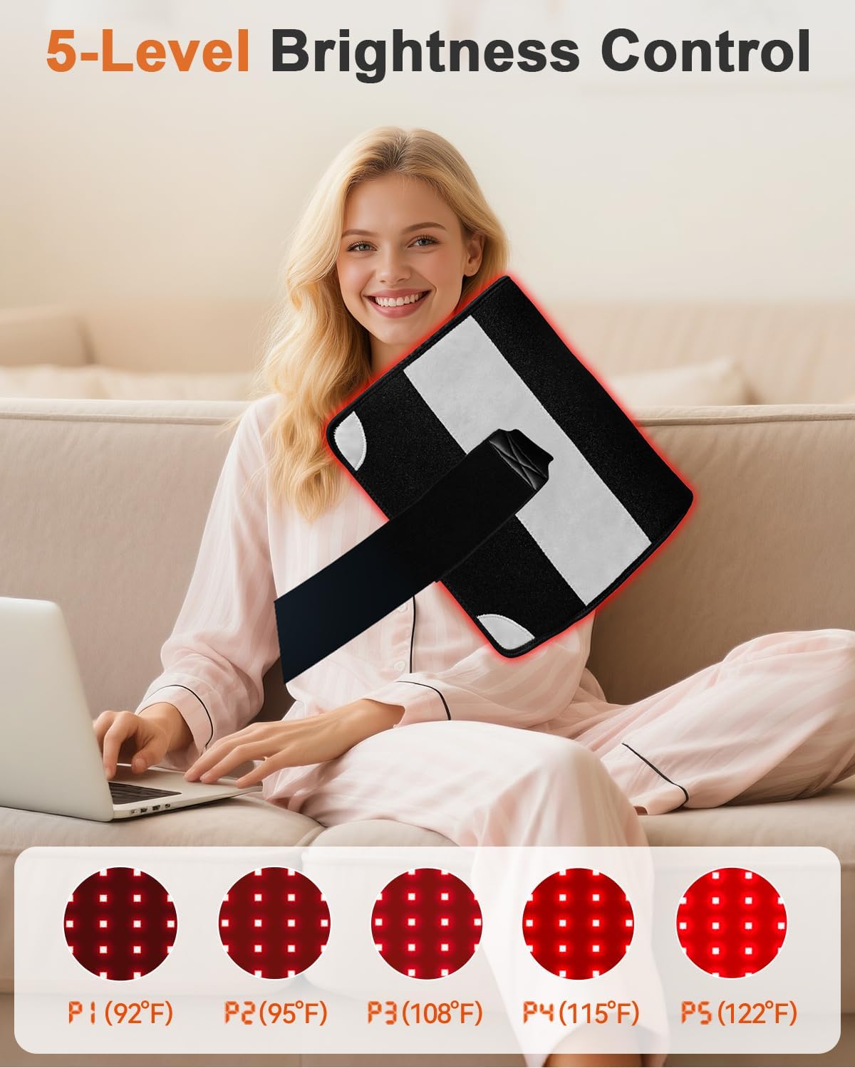 Red Light Therapy for Body, Large 24" x 12" Infrared Light Therapy Mat with Timer, 660nm 850nm Red Light Pad with 3 Modes & 5 Brightness Levels, Wearable, Ideal Gift for Women&Men(24"x12") - Image 5